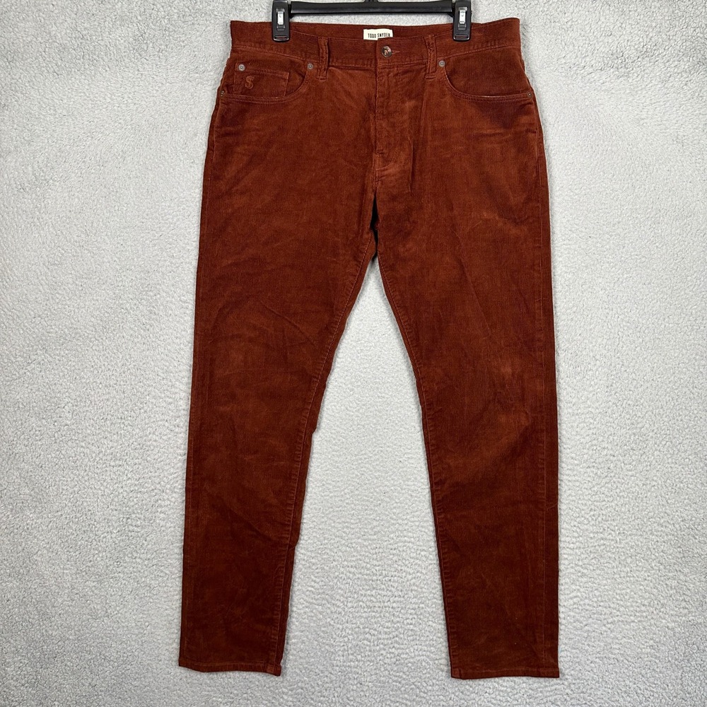 Todd Snyder Pants Mens 33X32 Slim Fit Rust Brown Corduroy 5-Pocket Stretch EUC